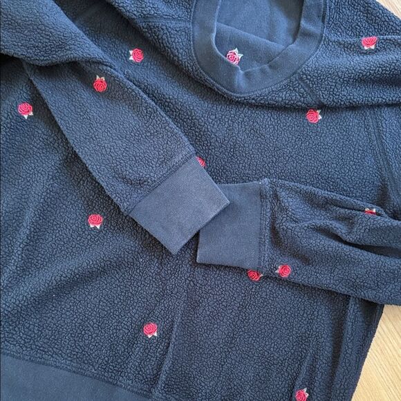 Victorias Secret Black Crew Sweater with Red Rose Accents on Size XS - Picture 3 of 5